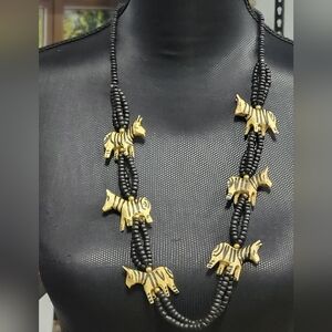 4/20$ Handmade AFRICAN Tribal Zebra wooden Beaded Necklace